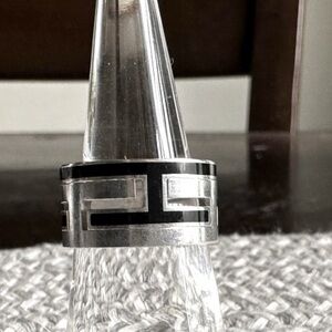 HERMÉS Move Ring Size 5 .925 Silver Black Enamel EUC